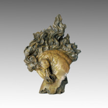 Animal Bronze Sculpture Large Horse Head Craft Deco Brass Statue Tpal-001